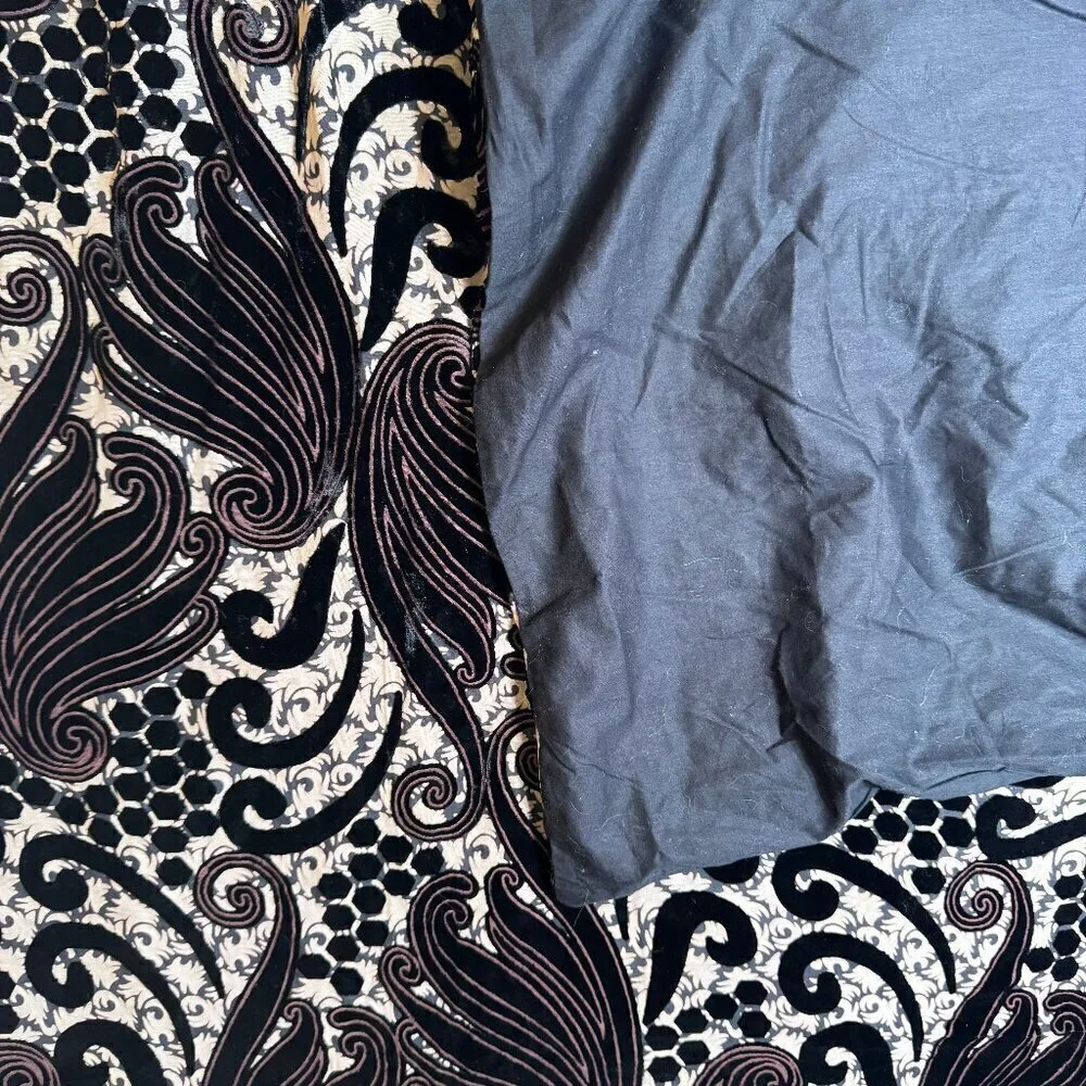 Flocked Velvety Duvet Brown & Tan Queen Size 88